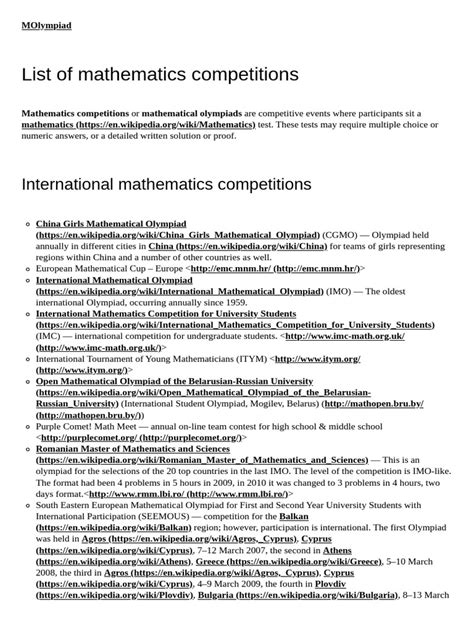 List of mathematics competitions - wintechmobiles.com