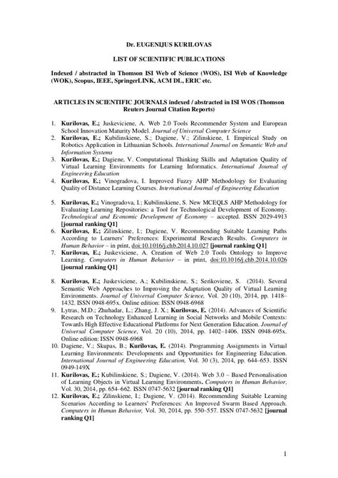 LIST OF SCIENTIFIC PUBLICATIONS: Ernesto A. Medina G.