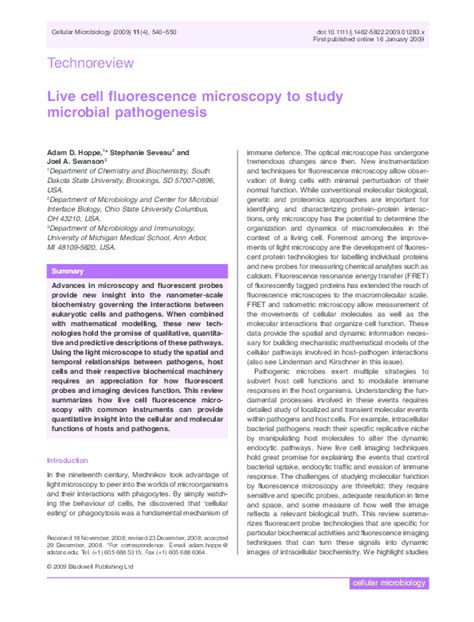 Live Cell Fluorescence Microscopy to Study Microbial Pathogenesis - wintechmobiles.com