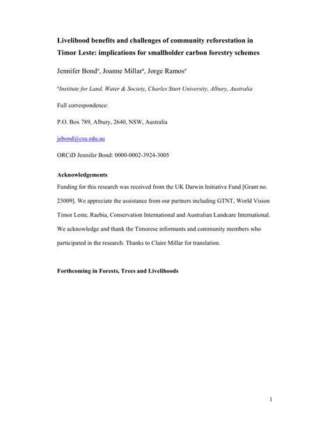 Livelihood benefits and challenges of community reforestation in - raincitystudios.com