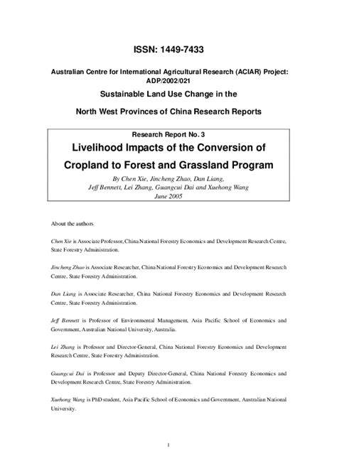Livelihood impacts of the conversion of cropland to forest and ... - raincitystudios.com