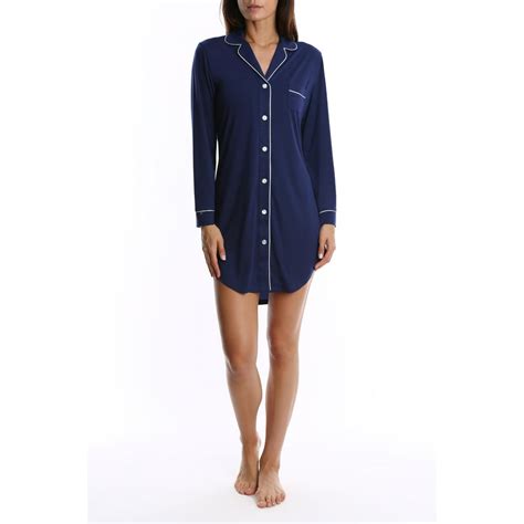 LL Bean Women Medium Sleep Pajama Shirt Button Down Blue …