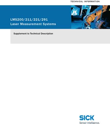 LMS200/211/221/291 Laser Measurement Systems - SICK