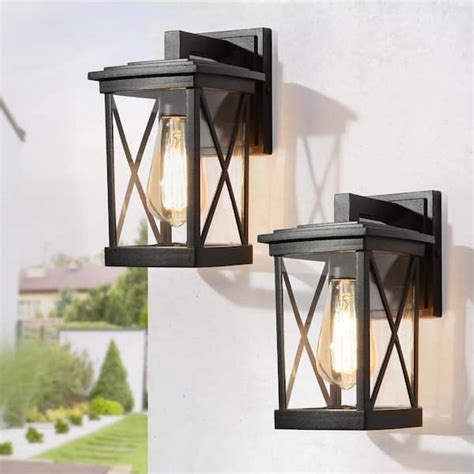 LNC Modern Black Outdoor Rectangle Lantern Sconce …