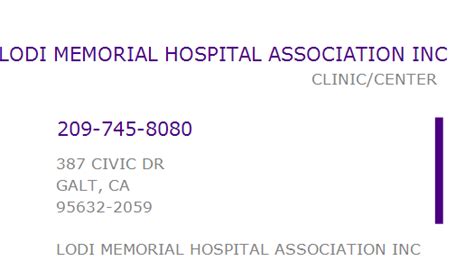 LODI MEMORIAL HOSPITAL ASSOCIATION, INC. NPI …