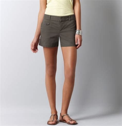 LOFT MARISA COTTON TWILL SHORTS Green Brown Breathable …