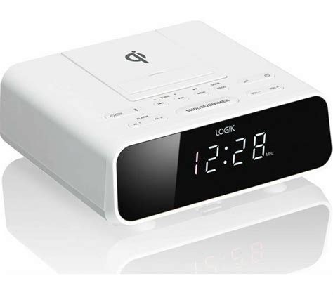 LOGIK LCRQIW21 FM BLUETOOTH ALARM CLOCK RADIO QI CHARGING DOCK + USB ...