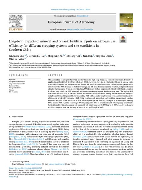 Long-term impacts of mineral and organic fertilizer inputs on nitrogen ... - raincitystudios.com