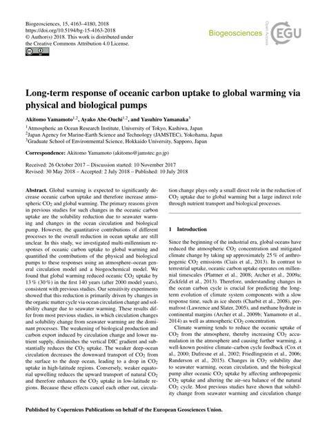 Long-term response of oceanic carbon uptake to global warming via ... - raincitystudios.com