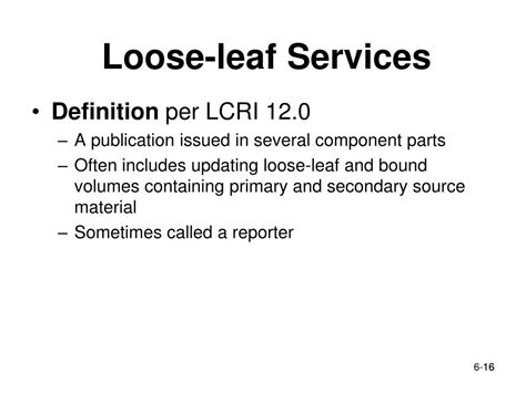 LOOSELEAF SERVICES - Labor & Employment Law Research