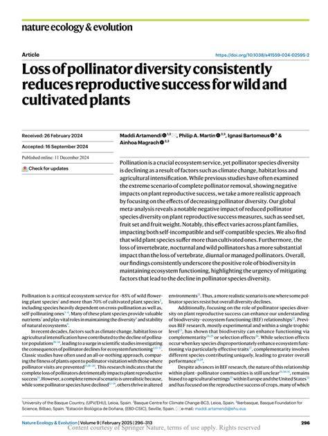 Loss of pollinator diversity consistently reduces reproductive success ... - raincitystudios.com