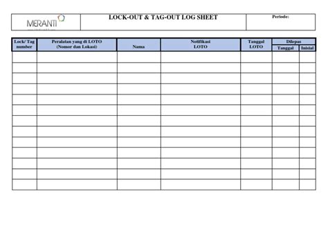 LOTO Log Sheet PDF