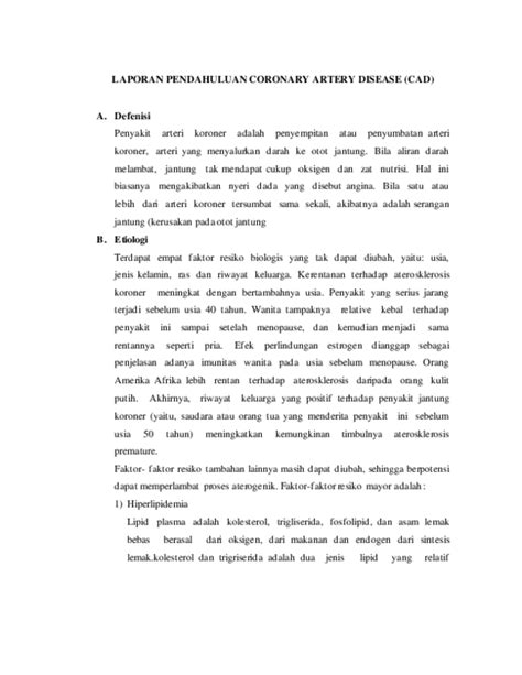 LP CAD.docx - LAPORAN PENDAHULUAN CORONARY ARTERY DISEASE...