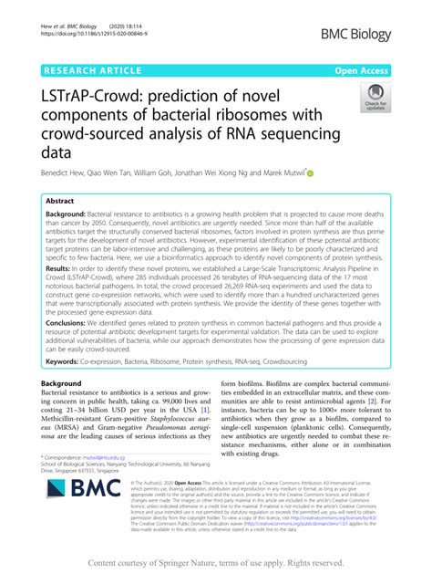 LSTrAP-Crowd: prediction of novel components of bacterial ribosomes ... - muktibox.com