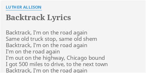 LUTHER ALLISON - BACKTRACK LYRICS - SongLyrics.com