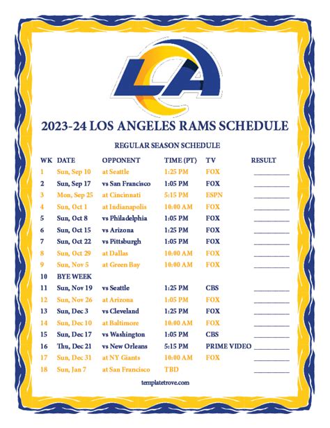 La Rams 2023 Schedule
