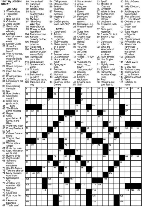 La Times Printable Crossword