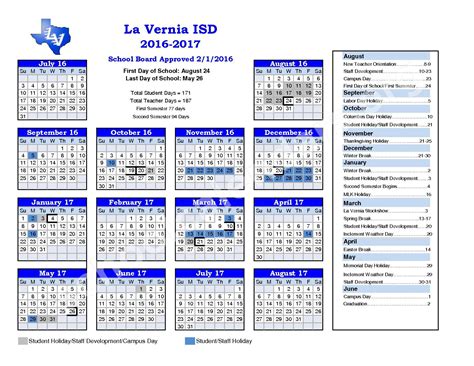 La Vernia Isd Calendar