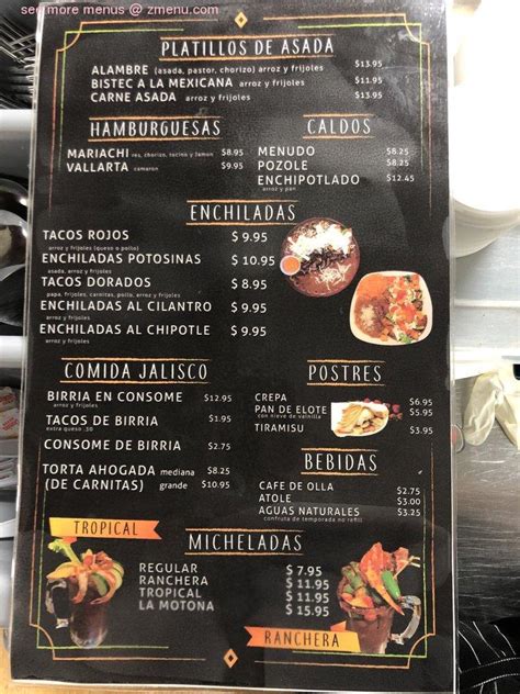 La antojeria jalisco menu. Andador 5 de Mayo 39, Queretaro City 76000 Mexico +52 442 224 2760 Website. Closed now : See all hours. Improve this listing. See all (128) RATINGS. Food. Service. 