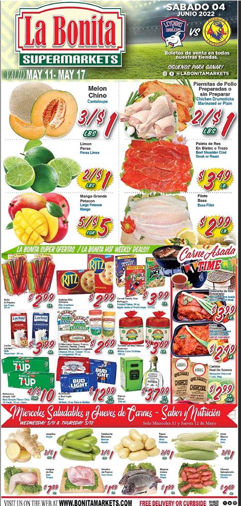 Apr 30, 2024 · La Bonita Supermarkets Weekly Ad and Grocery sale specials. Preview the La Bonita ad for this week and save with grocery coupons. Save big with especiales de la Bonita and get Mexican & specials. A Las Vegas-based supermarket chain, La Bonita Supermarkets is known to carry low prices for quality foods, usually stocking anything from fruits & vegetables to prepared meals. In operation for 25 ... . 