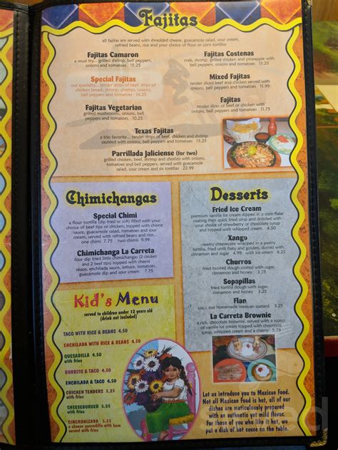 La carreta boone menu. See the great vegetarian meals we have on our menu. Carryout service. Banquet rooms available. Vegetarian menu. Call 515-432-5100. 