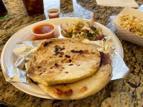 The pupusas were soft and chewy, the filling was perfectly proportion
