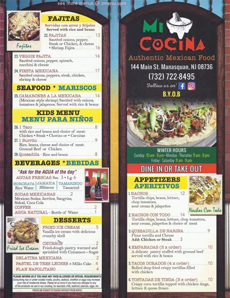  137 W County Line Rd. Littleton, CO 80129. (303)795-3552. Monday-Saturday 7a.m to 4 p.m. Sunday Closed. Mi Cocina Mexican Restaurant is a family owned local mexican restaurant in Littleton Colorado. Serving authentic Mexican food from chicarrones, to burritos, and carne asada. . 