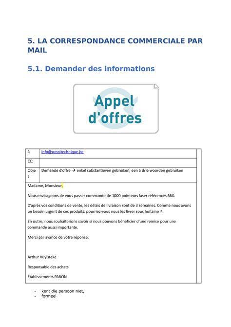 La correspondance par mail