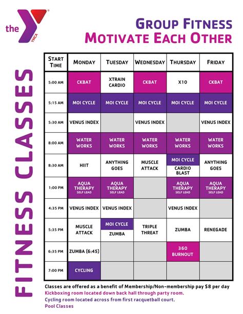 LA Fitness Group Fitness Class Schedule. 1