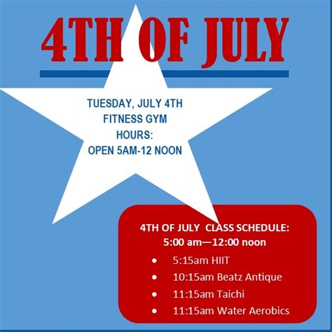 La fitness hours 4th of july. Bank hours on July 4 in the US: Bank of America, Citi, Wells Fargo, JP Morgan... As it is a national holiday, public and private banking institutions will not offer services on July 4th. 