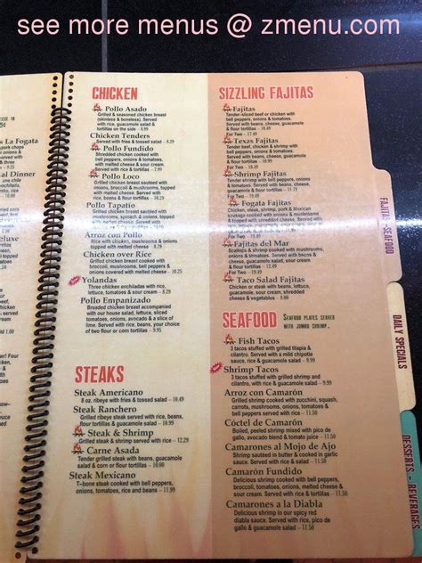 La fogata irmo menu. 4.5 (39). Rate your experience! Mexican. Hours: 8AM - 9PM. 1919 Pierce St, Sioux City. (712) 560-0050. Menu Order Online. 