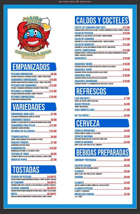 La jaiba loca menu. Sweet Tea. $2.99. Online ordering menu for La Jaiba Shrimp House. At La Jaiba Shrimp House in Mcallen, Texas you can find Fried Fish & Shrimp, Chicharrones, Shrimp Nachos, and Tacos on our menu. We're located south of I-2 at the corner of Ridge Rd and McColl Rd. Order online for carryout or delivery! 