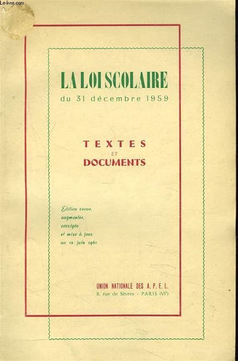 La loi scolaire du 31 décembre 1959. - Estudio e índice general de la revista nacional, 1886-1908..