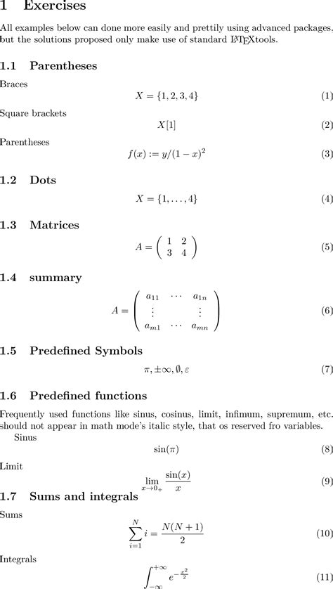LaTeX Math Mode