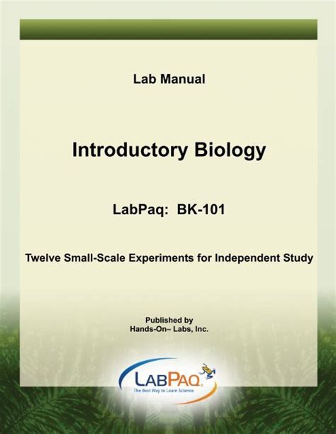 Lab Manual For Introductory Biology Answer Key Pdf