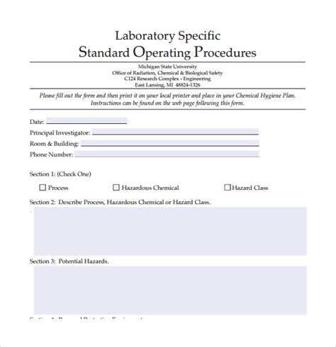 Lab Procedure Template PDF Template