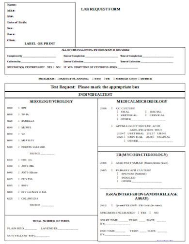 Lab Requisition Form Template Addictionary