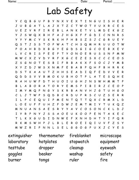 Lab Safety Word Search