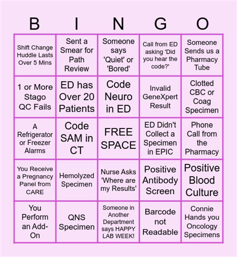 Lab Week Bingo Card