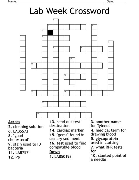 Lab Week Crossword WordMint