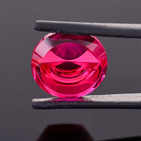 Lab grown ruby. Corundum is one of the hardest gemstones. For rubies, only a diamond can scratch them. Diamonds are the hardest gems. The scratch test is very effective to tell ruby's authenticity. It's not easily scratched, so you can attempt to scratch it using glass or a steel blade. If it's not damaged, it's more likely to be real. 
