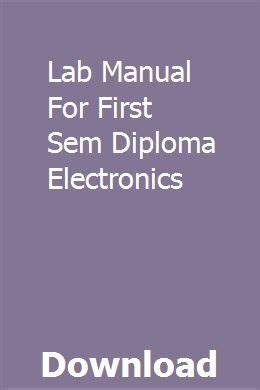 Lab manual for first sem diploma electronics. - Les cahiers de pilou et lalie.