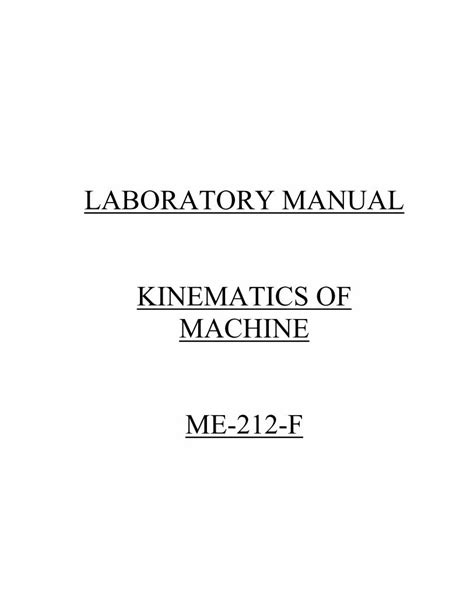 Lab manual for kinematics of machinery. - Ford cambio manuale a 5 marce 4x4.