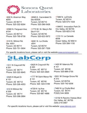 Find 11 listings related to Labcorp in Marana on YP.com. See reviews, photos, directions, phone numbers and more for Labcorp locations in Marana, AZ. Find a business. Find a business. Where? Recent Locations. Find. ... Tucson, AZ 85741. 3. LabCorp. Medical Labs. Website (520) 544-3659. 7388 N La Cholla Blvd.. 