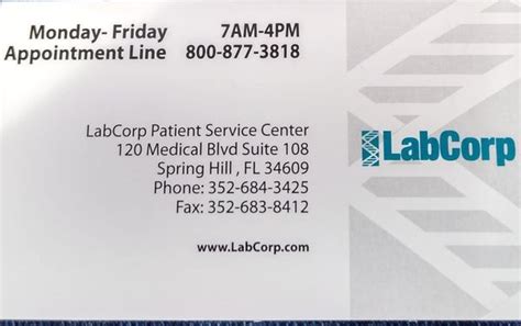 How do I schedule an appointment for specimen collection at a Labcorp location? To schedule an appointment, go to our Labs & Appointments page and search for the patient service center nearest you. Once a site is chosen, click "Schedule an Appointment" and follow the instructions. Please keep a copy of your confirmation number.. 