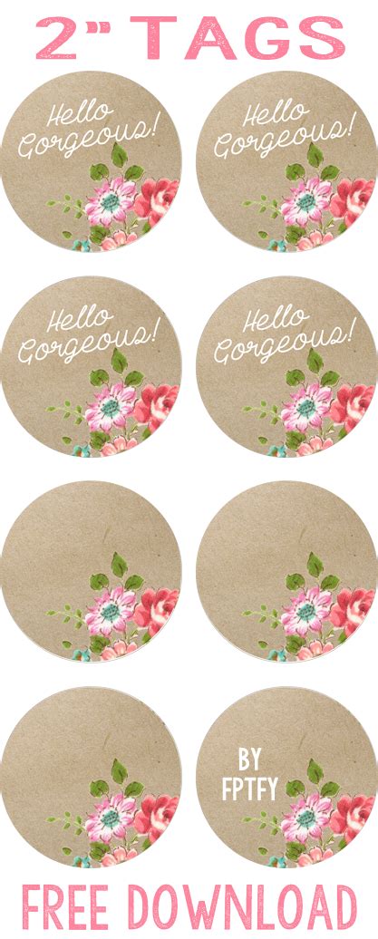 Label Kraft Floral Circle Tags Labels Printables Free Printable Circles Circle Labels
