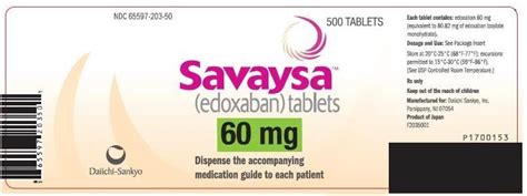 Label and Warnings 65597-203 Savaysa Tablet, Film Coated Oral