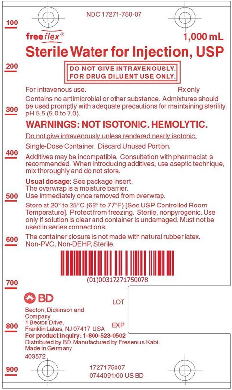 Label and Warnings 72572-747 Sterile Water Injection, Solution ...