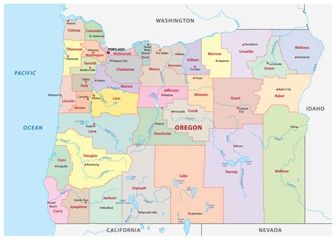 Labeled Map of Oregon with Cities World Map Blank and Printable