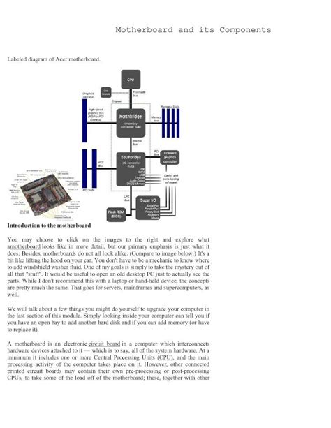 Labeled diagram of Acer motherboard. - IDC-Online